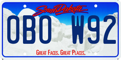SD license plate 0BOW92