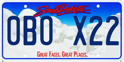 SD license plate 0BOX22