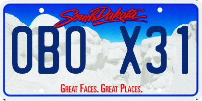 SD license plate 0BOX31