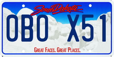 SD license plate 0BOX51