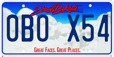 SD license plate 0BOX54
