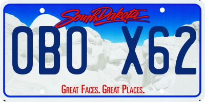 SD license plate 0BOX62