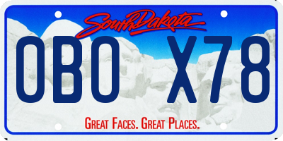 SD license plate 0BOX78