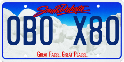 SD license plate 0BOX80