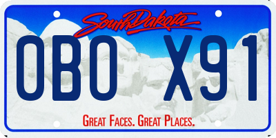 SD license plate 0BOX91
