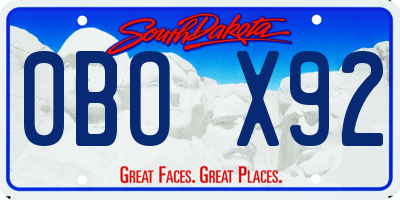 SD license plate 0BOX92