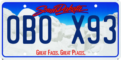 SD license plate 0BOX93