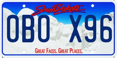 SD license plate 0BOX96