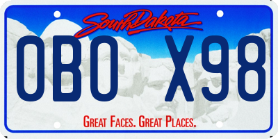 SD license plate 0BOX98
