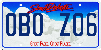 SD license plate 0BOZ06