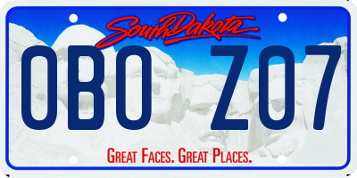 SD license plate 0BOZ07