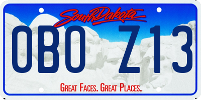 SD license plate 0BOZ13