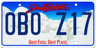 SD license plate 0BOZ17