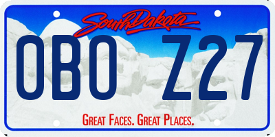 SD license plate 0BOZ27