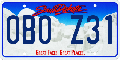 SD license plate 0BOZ31