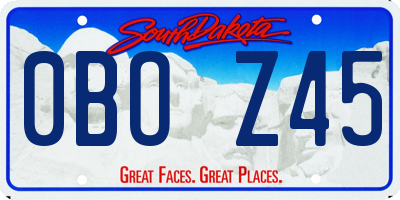 SD license plate 0BOZ45