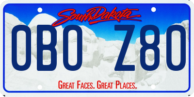 SD license plate 0BOZ80
