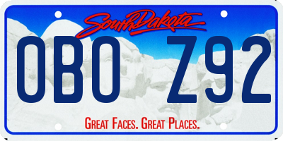 SD license plate 0BOZ92