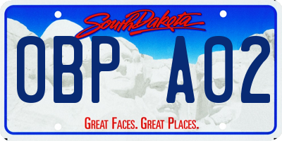 SD license plate 0BPA02