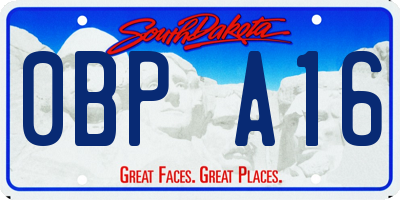 SD license plate 0BPA16