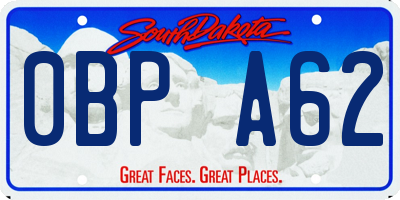 SD license plate 0BPA62