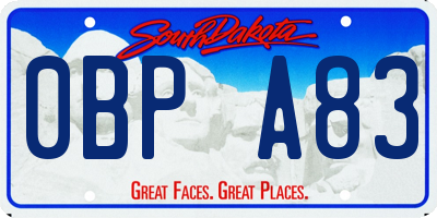 SD license plate 0BPA83