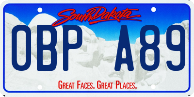 SD license plate 0BPA89
