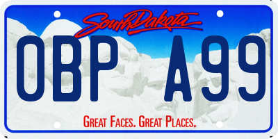 SD license plate 0BPA99