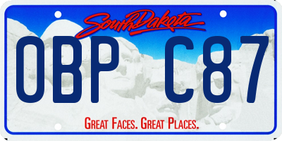 SD license plate 0BPC87