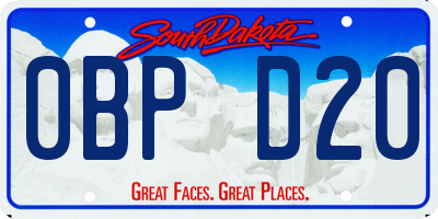 SD license plate 0BPD20