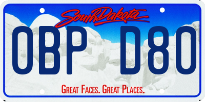 SD license plate 0BPD80