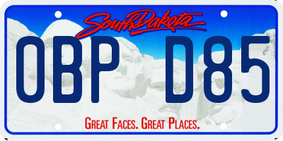 SD license plate 0BPD85