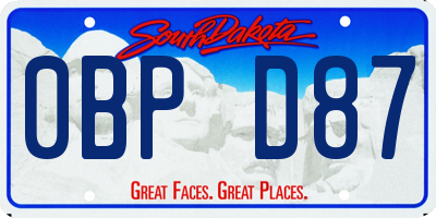 SD license plate 0BPD87