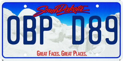 SD license plate 0BPD89