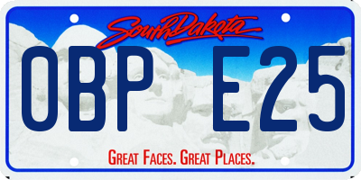 SD license plate 0BPE25