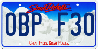 SD license plate 0BPF30