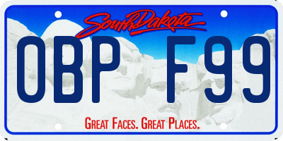 SD license plate 0BPF99