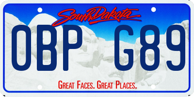 SD license plate 0BPG89