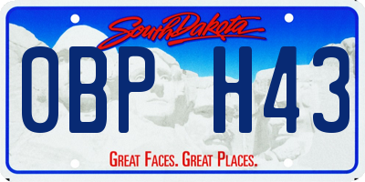 SD license plate 0BPH43