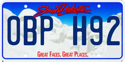 SD license plate 0BPH92