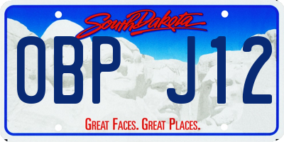 SD license plate 0BPJ12