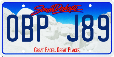 SD license plate 0BPJ89