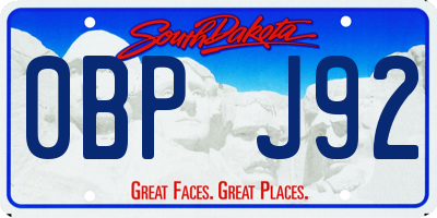 SD license plate 0BPJ92