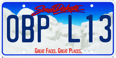 SD license plate 0BPL13