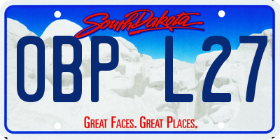 SD license plate 0BPL27