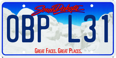 SD license plate 0BPL31