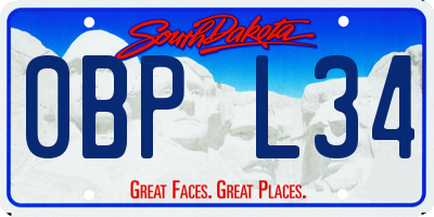 SD license plate 0BPL34