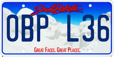 SD license plate 0BPL36