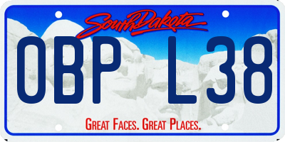 SD license plate 0BPL38