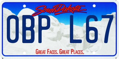 SD license plate 0BPL67